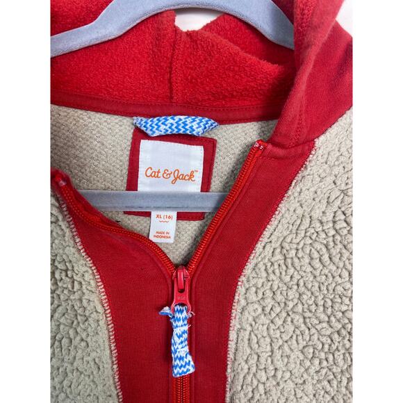 Cat & Jack Boys Sherpa Fleece 1/2 Zip Pullover Hoodie Jacket Size XL - Picture 2 of 3